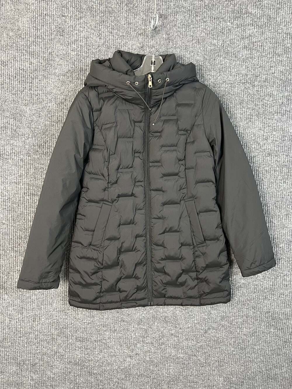 Susan Graver Black hooded Full Zip Jacket Womens XXS Water Resistant Pockets